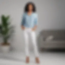 Elegant Woman in Old Navy White Boyfriend Jeans