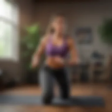 User engaging in a virtual fitness class