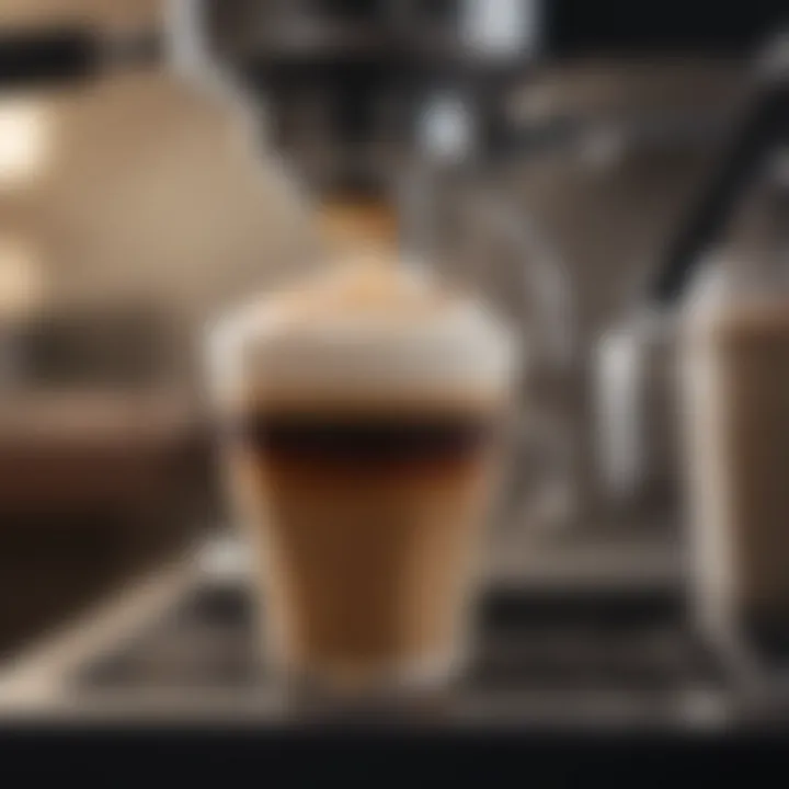 Creative visualization of the espresso shot for flat white preparation