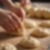 Fluffy biscuit dough being gently folded