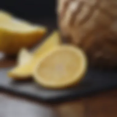 Ginger-Lemon Soothing Duo Fresh ginger root and lemon slices for cough relief