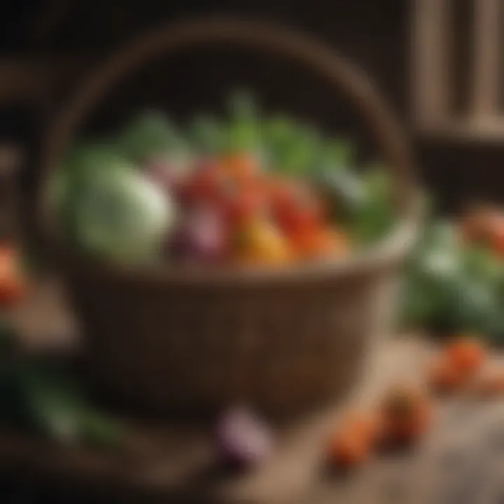 Fresh vegetables in a rustic basket