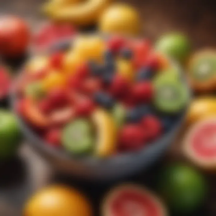 Assortment of colorful mixed fruits in a bowl