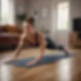 Athletic woman performing plank exercise at home