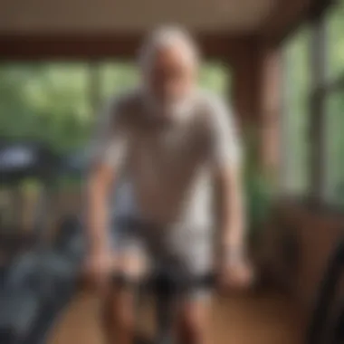 Gentle Cardio Workout Elderly man engaging in low-impact cardio routine