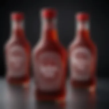 Artistically crafted glass ketchup bottle with intricate embossing