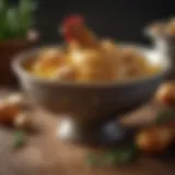 Ornate Bowl Filled with Golden Chicken Stock