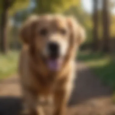 Adorable Golden Retriever enjoying outdoor playtime