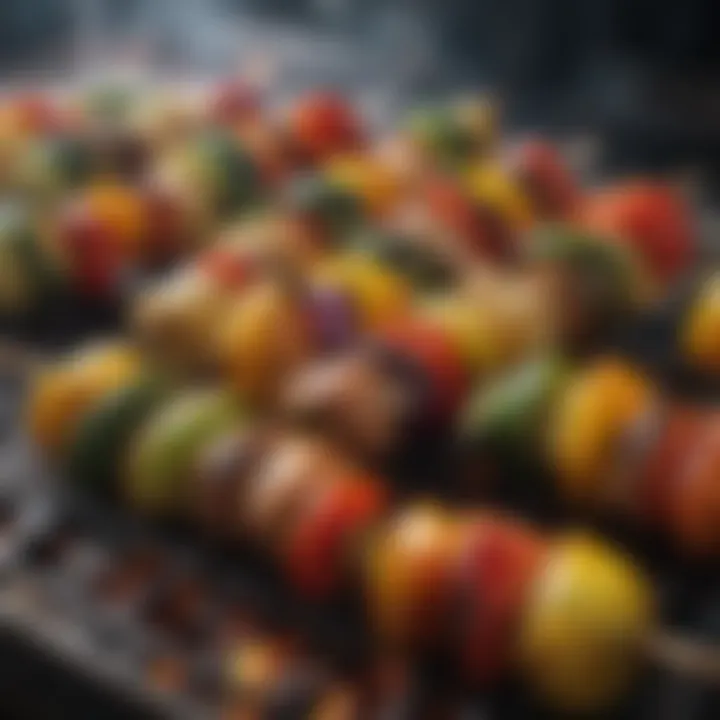 Grilled Barbecue Skewers with Colorful Vegetables