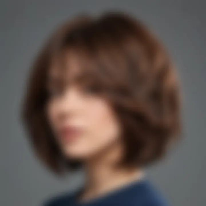 A side view of a layered haircut, revealing the movement and depth created by the layers.