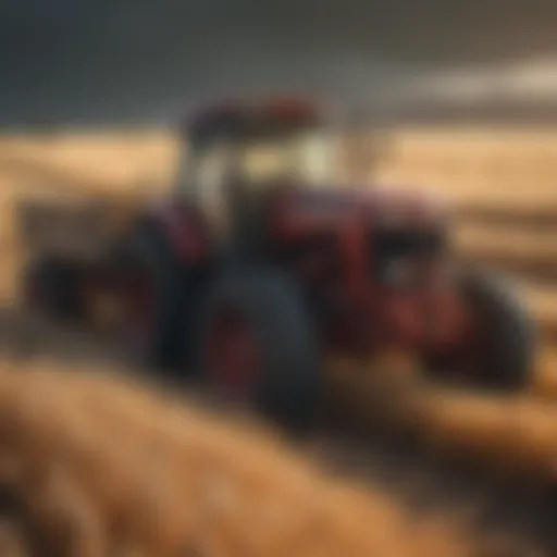 Harvesting grains in a rustic field