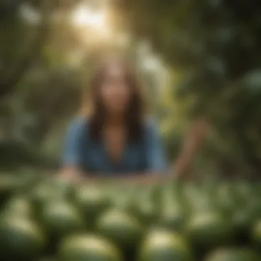 Harvesting Ripe Avocados from Long Neck Avocado Tree