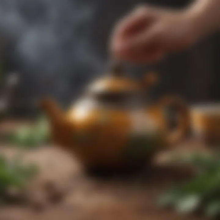 Aromatic Herbal Infusion in Artisan Ceramic Teapot