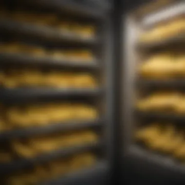 Cutting-Edge Banana Storage Solution Bananas stored in a high-tech refrigerator compartment