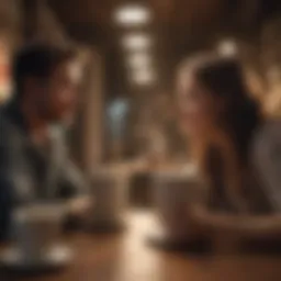 A couple sharing a heartfelt conversation over coffee