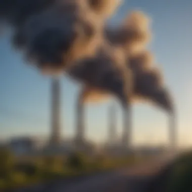 Industrial Emissions and Air Pollution Industrial smokestack emitting greenhouse gases