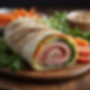 Modern Turkey Wrap Infused with Vibrant Vegetables Innovative Cold Cut Turkey Wrap with Colorful Veggies