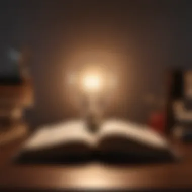 An open book with a light bulb symbolizing wisdom