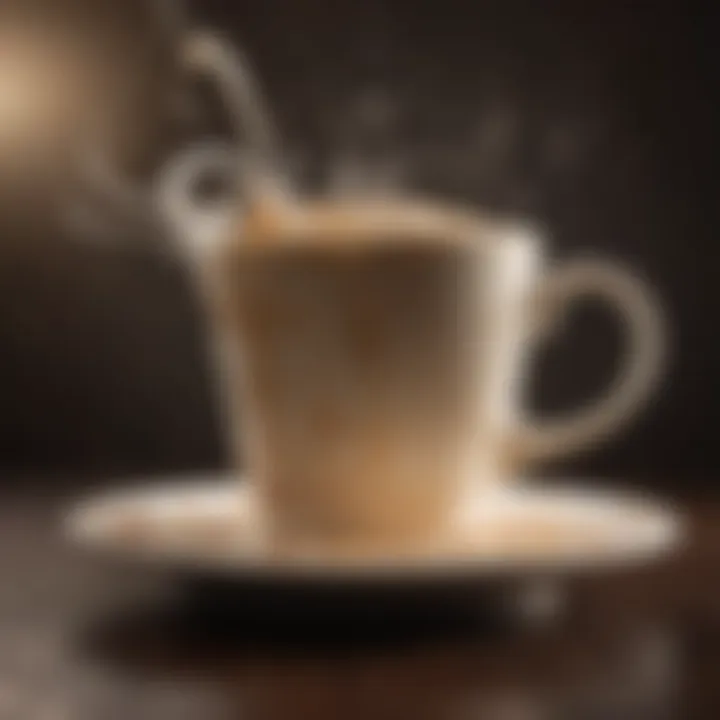 Creamy swirls dancing in coffee cup