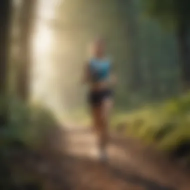 Running on a scenic trail with nature in the background