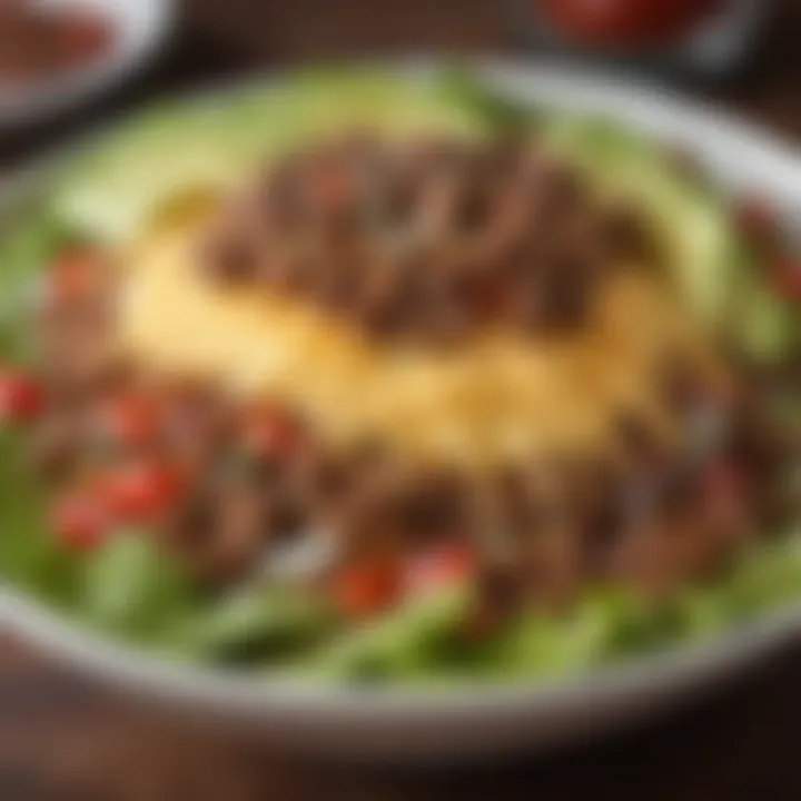 Flavorful keto taco salad with ground beef and cheese