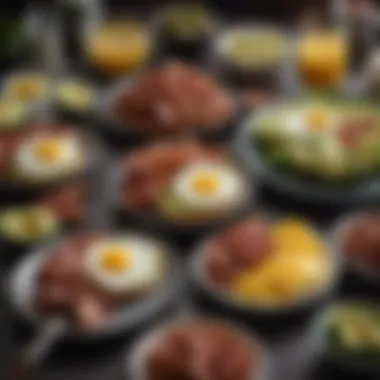 Vibrant Keto Breakfast Spread A vibrant keto breakfast spread featuring avocado eggs and bacon