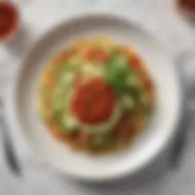 Elegant Keto Dinner Plate An elegant keto dinner plate with zucchini noodles and marinara sauce