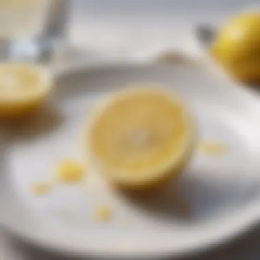 Lemon slice on a white plate