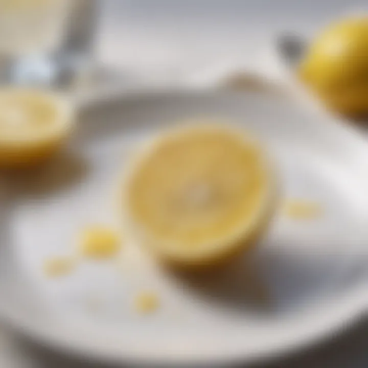 Lemon slice on a white plate