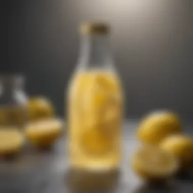 Lemon and water mix in a trendy bottle