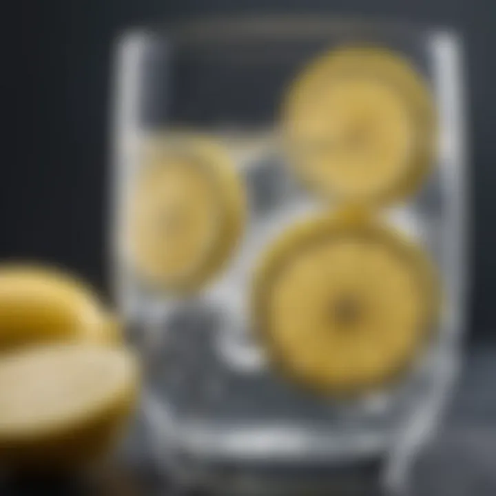 Lemon infused water in a clear glass