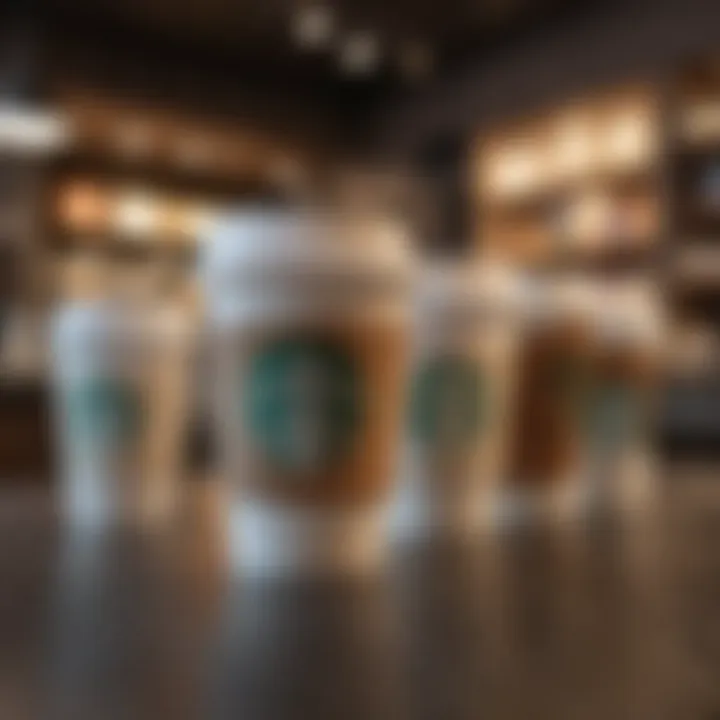 Coffee cups at a Starbucks store