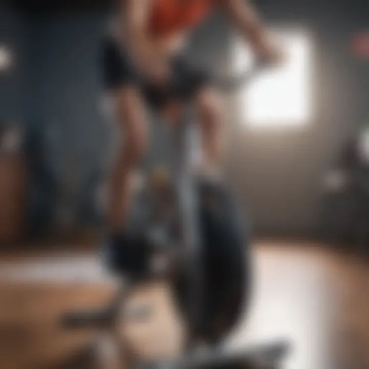 Close-up of a person cycling on a stationary bike