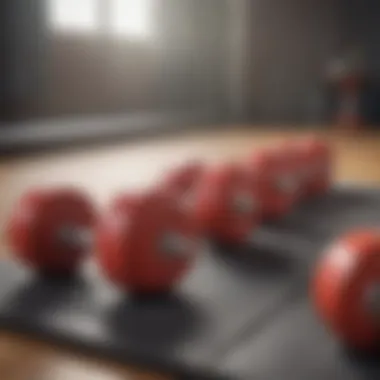 Dumbbells arranged neatly on a yoga mat