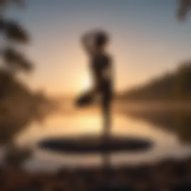 Tranquil Yoga Practice in Nature Silhouette of person doing yoga in a serene natural setting