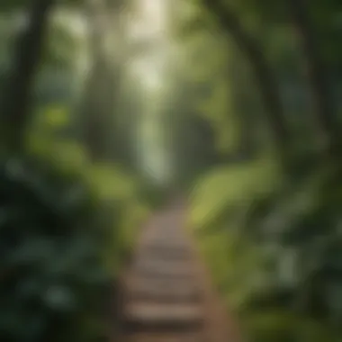 Lush green pathway winding through a forest