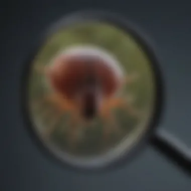 Illustration of a magnifying glass focusing on a tick