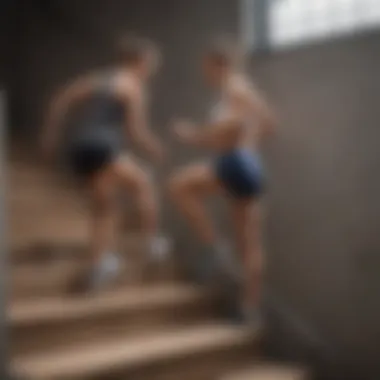 Home workout using stairs for calf muscles