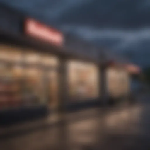 Grocery store exterior at dusk