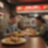 Military personnel enjoying fast food meal together