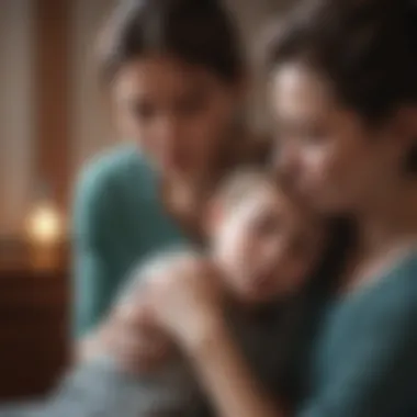 Comforting Warm Compress for Cough Relief Mother Comforting Son with Warm Compress