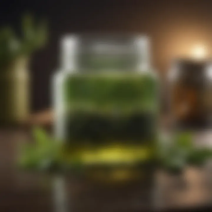 Soothing green tea extract in a jar