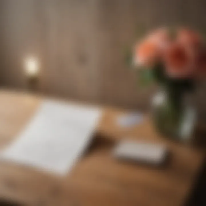 A comforting handwritten condolence card resting on a wooden table.