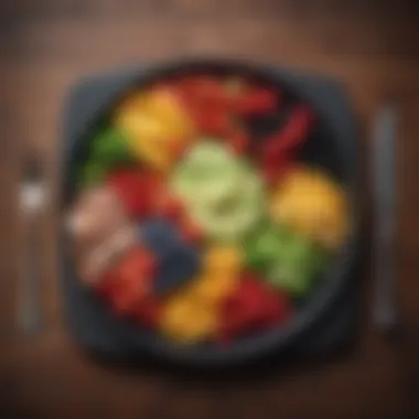 Nutrient-packed Diet for Flat Belly Healthy plate with colorful fruits and vegetables