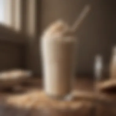 Close-up of frothy oat milk