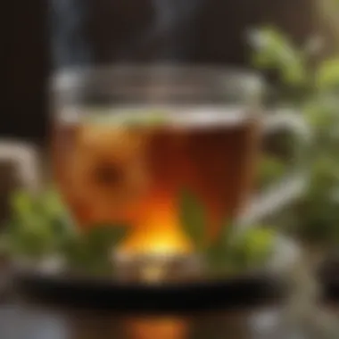 A glass of herbal tea with calming ingredients