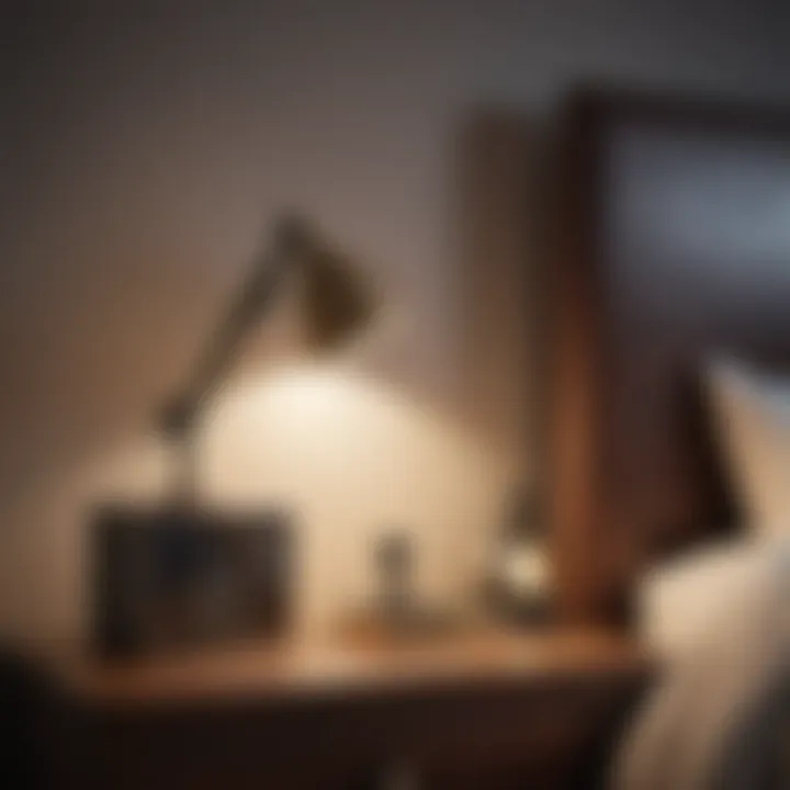 Adjustable reading lamp on nightstand