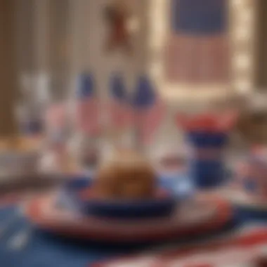 Patriotic Table Setting with Red, White, and Blue Decor