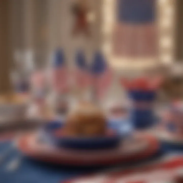 Patriotic Table Setting with Red, White, and Blue Decor