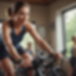 A person engaging in a high-intensity Peloton cycling session